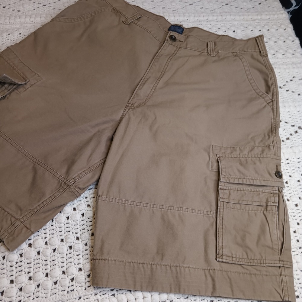 Levi Strauss Mens 40 White Tab Cargo Shorts Khaki Snap 3D Pockets Outdoor Heavy